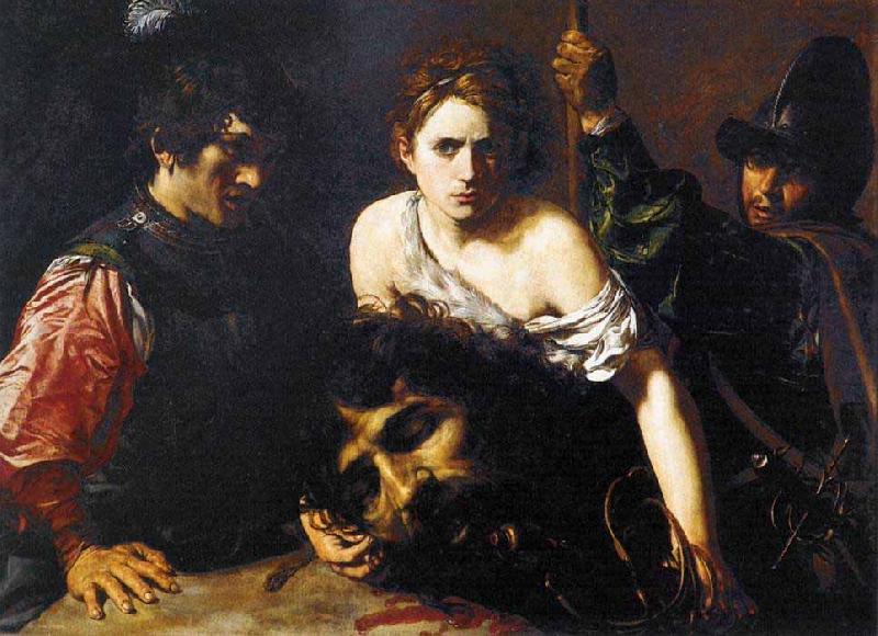 VALENTIN DE BOULOGNE David with the Head of Goliath and Two Soldiers oil painting image